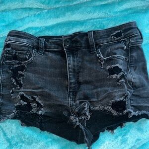 American Eagle Distressed Black Denim Shorts